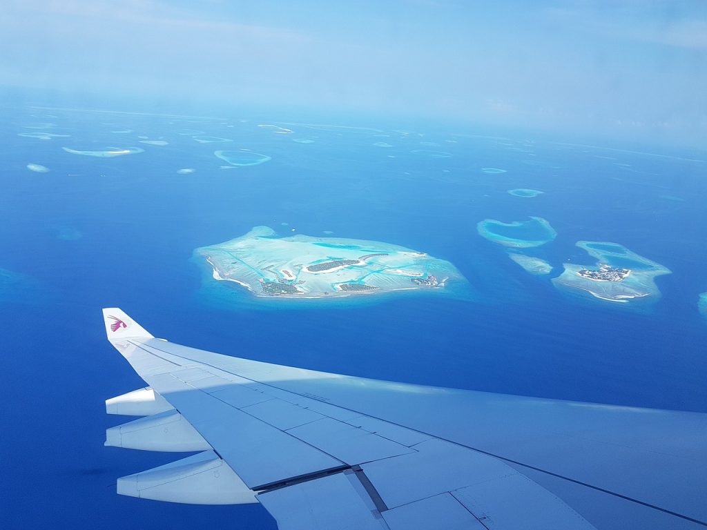 maldives, flight, island